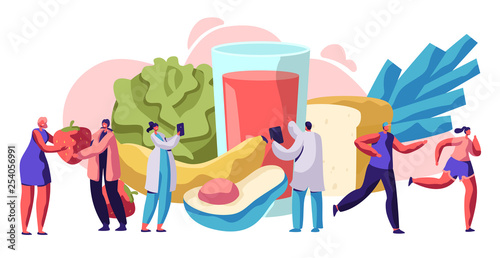 Fresh Healthy Food Typography Banner Design. Organic Meal for Diet Diabetes Health Concept. Salad and Fruit Menu for Vegetarian Lifestyle Advertising Poster Flat Cartoon Vector Illustration