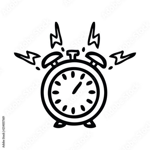 line drawing cartoon ringing alarm clock