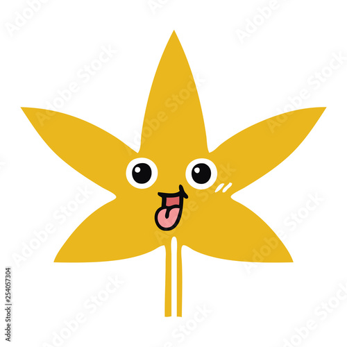 flat color retro cartoon autumnal leaf