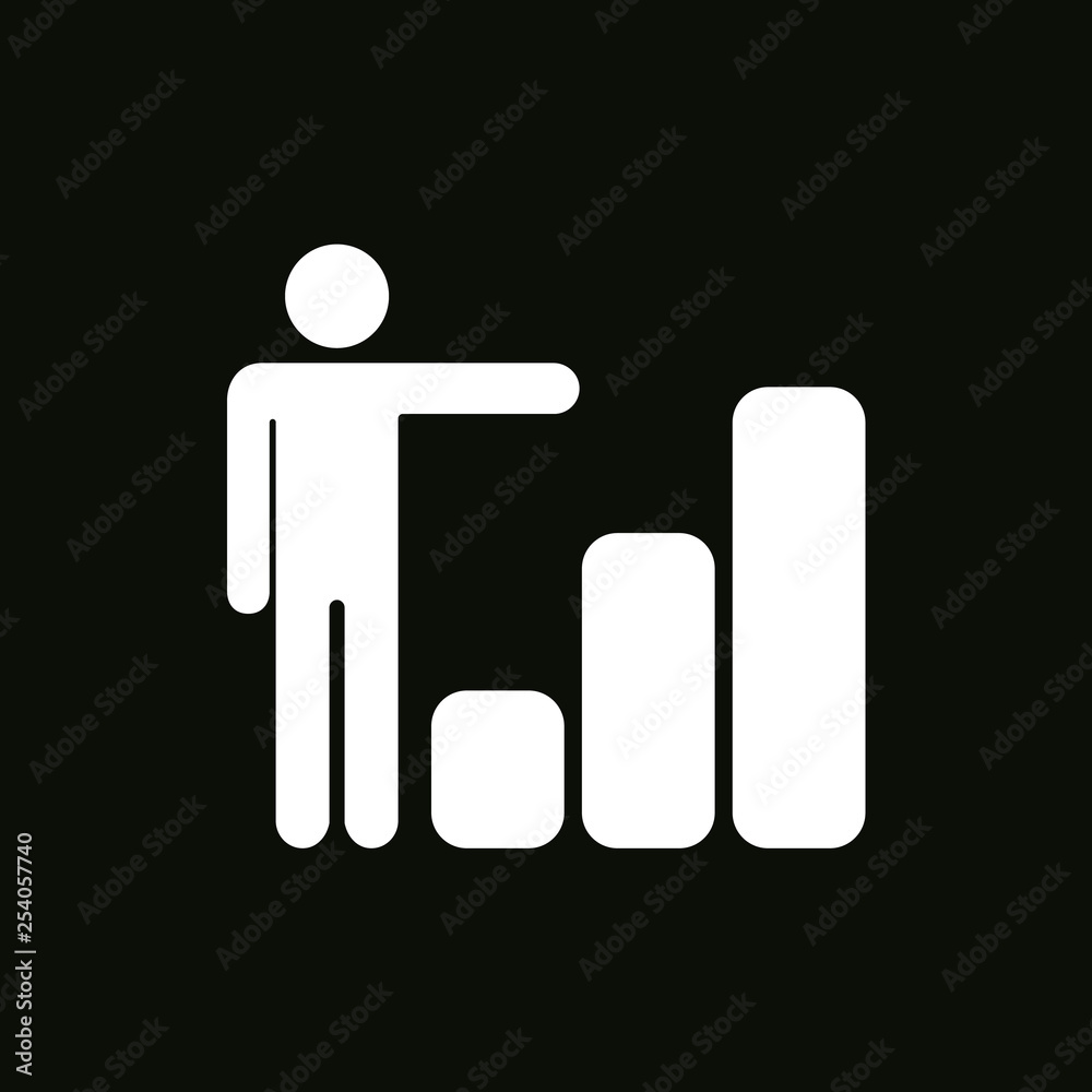 Growing business man graph icon.Vector illustration. Flat style design Growing business man graph icon.Vector illustration. Flat style design