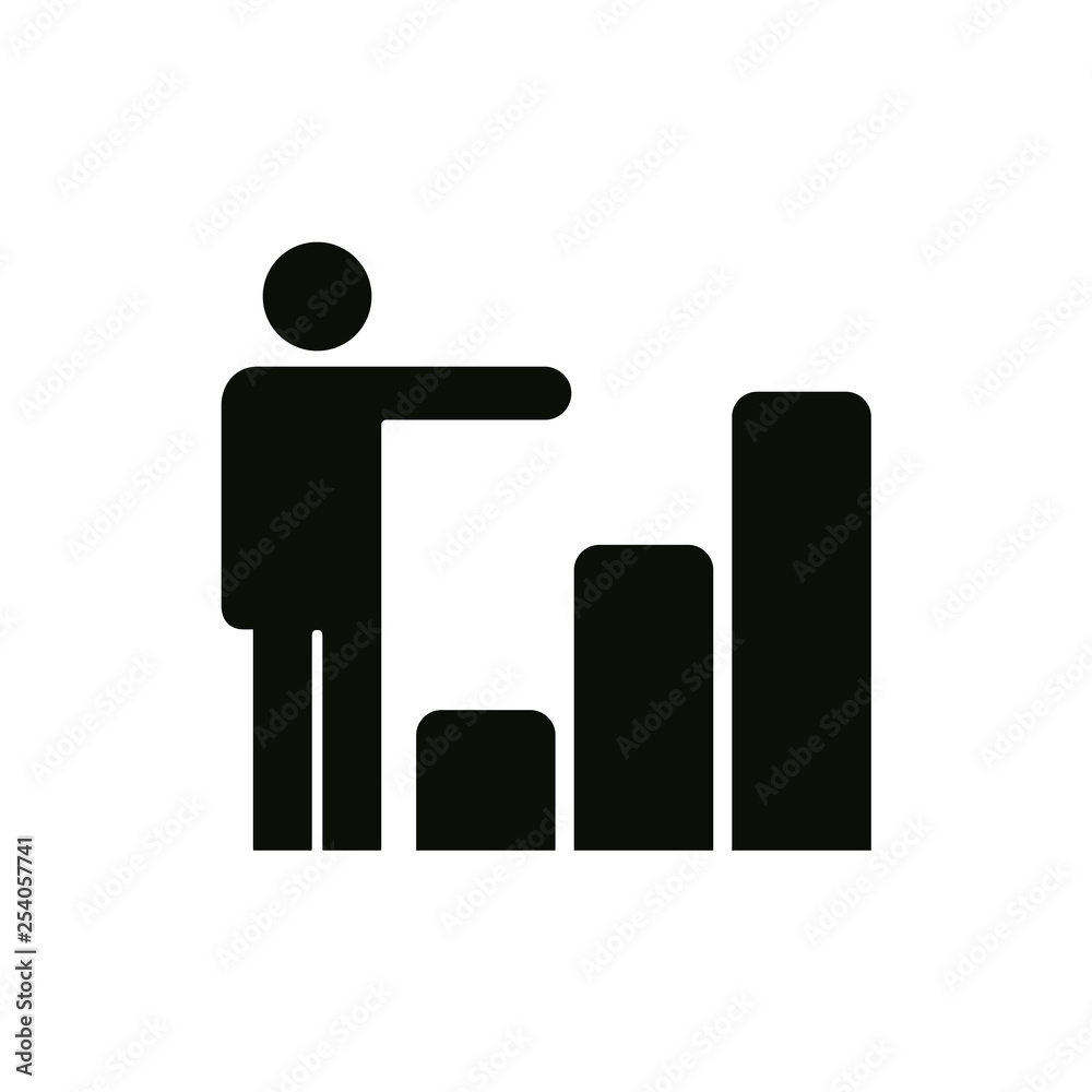 Growing business man graph icon.Vector illustration. Flat style design Growing business man graph icon.Vector illustration. Flat style design
