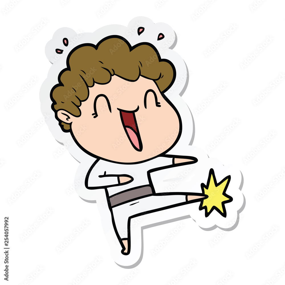 sticker of a cartoon happy man sticker of a cartoon happy man