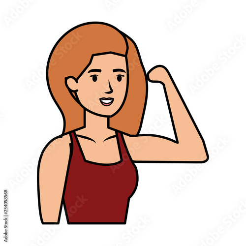 strong woman arm signal
