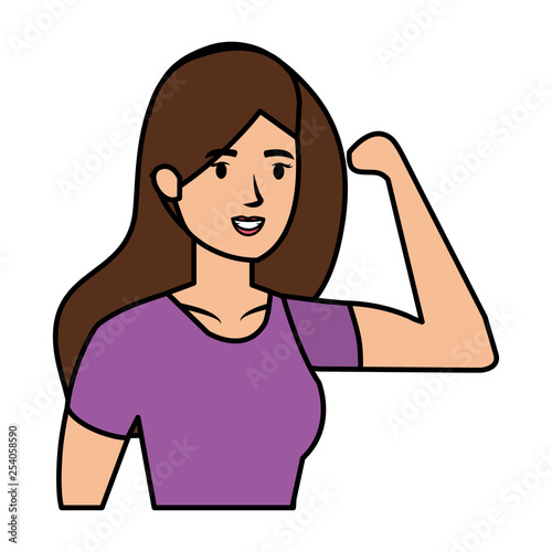 strong woman arm signal