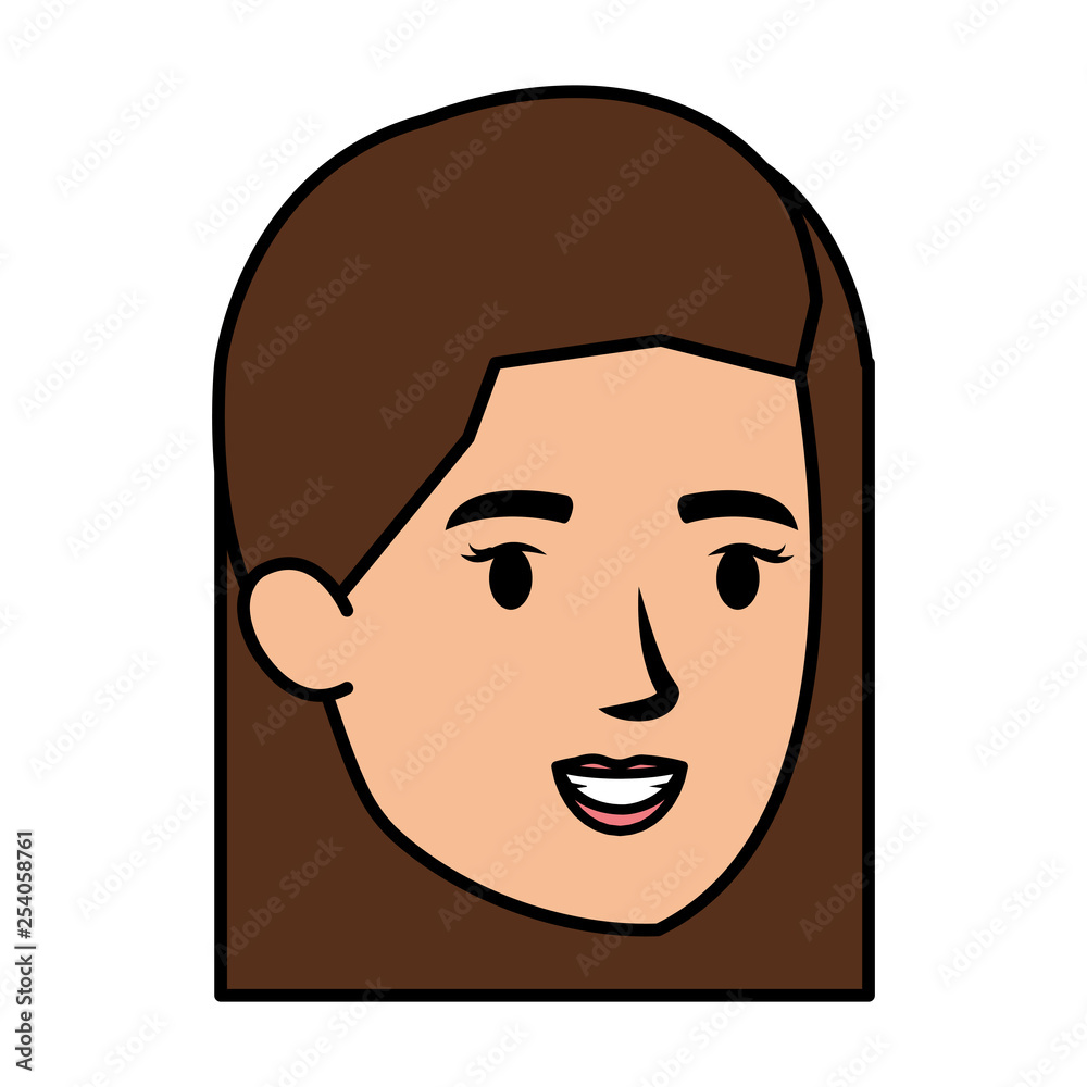 beautiful and young woman head character beautiful and young woman head character