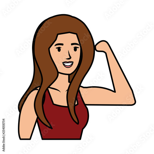 strong woman arm signal