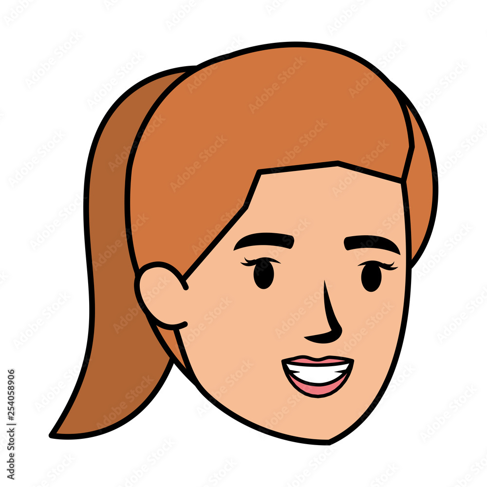 beautiful and young woman head character beautiful and young woman head character