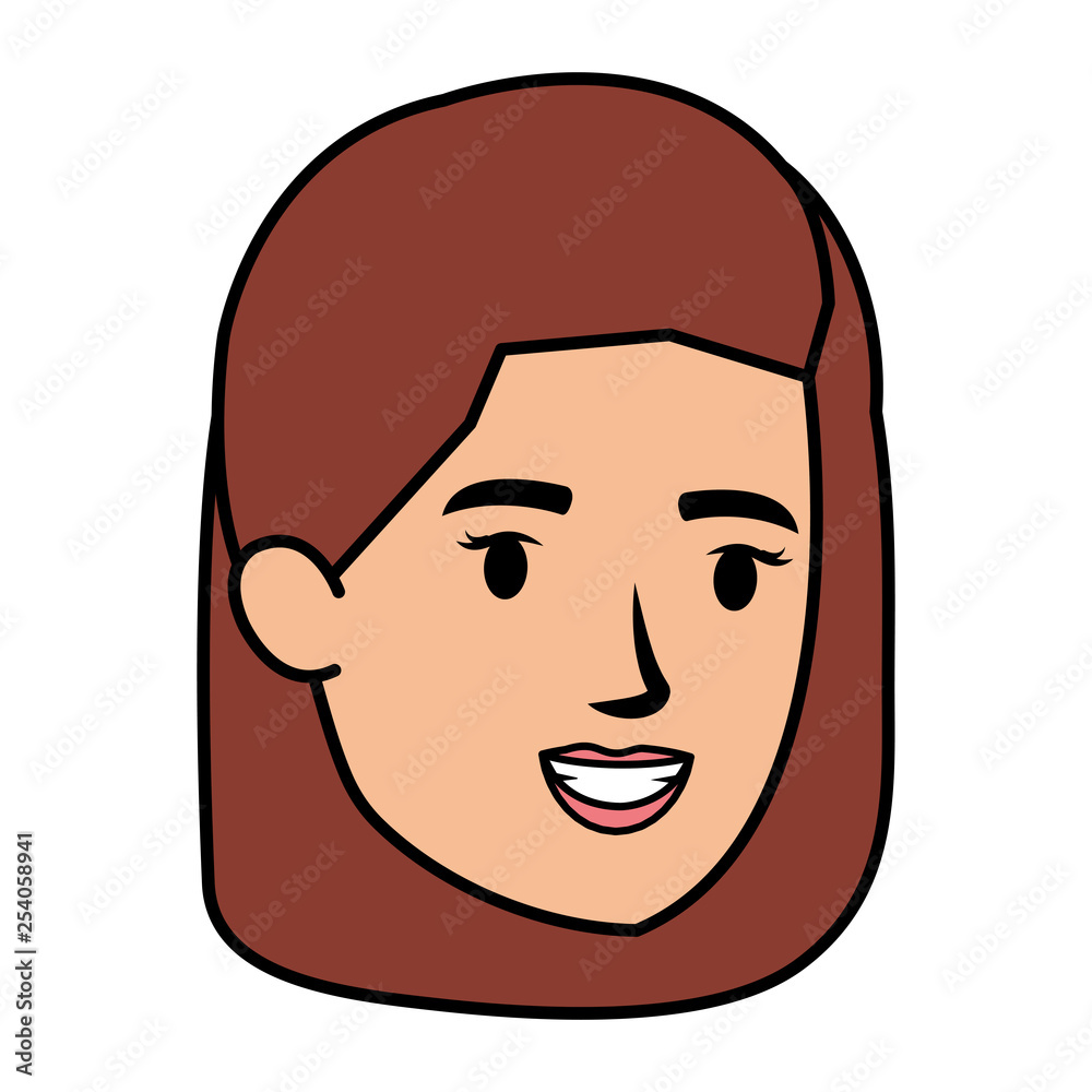 beautiful and young woman head character beautiful and young woman head character