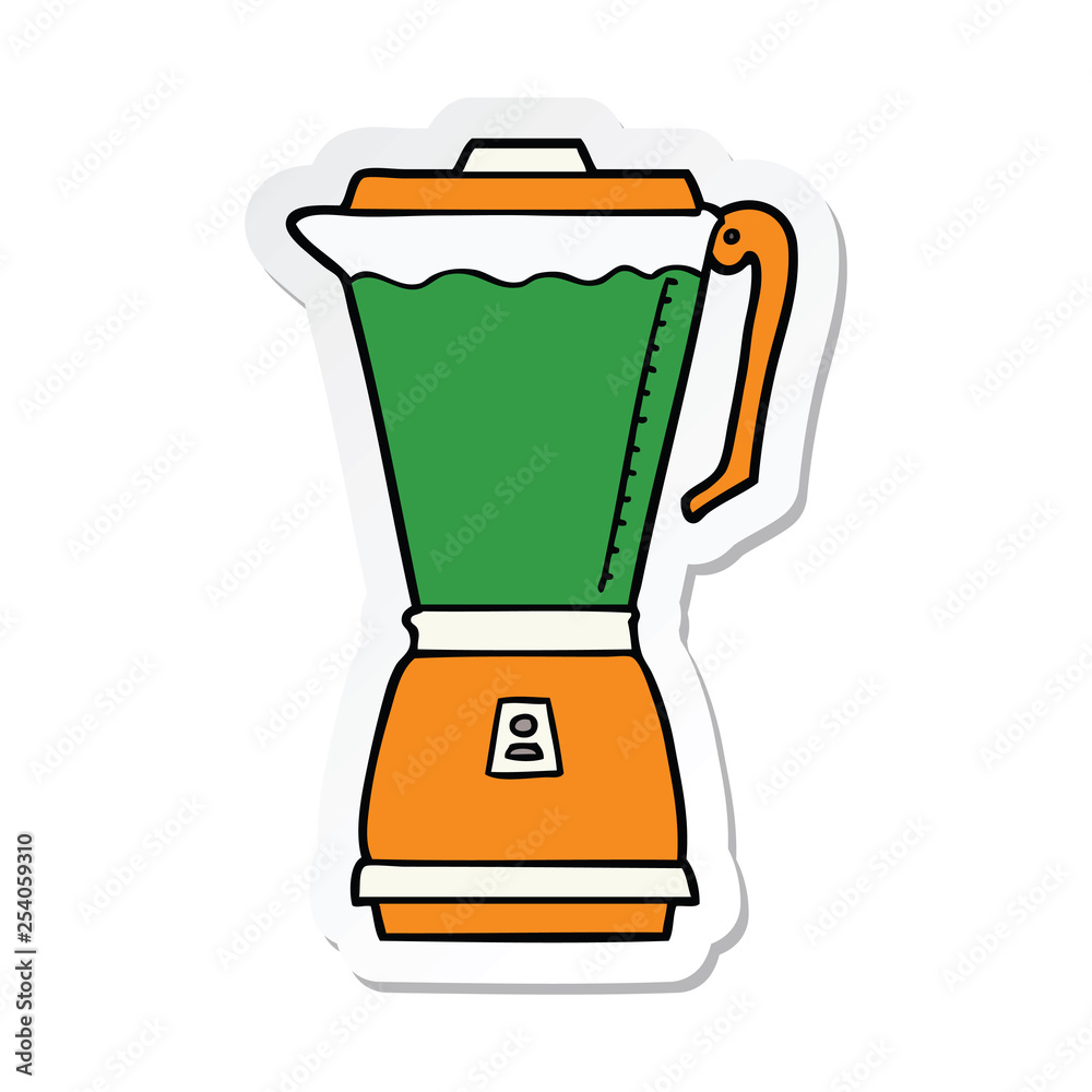 sticker of a cartoon food processor sticker of a cartoon food processor