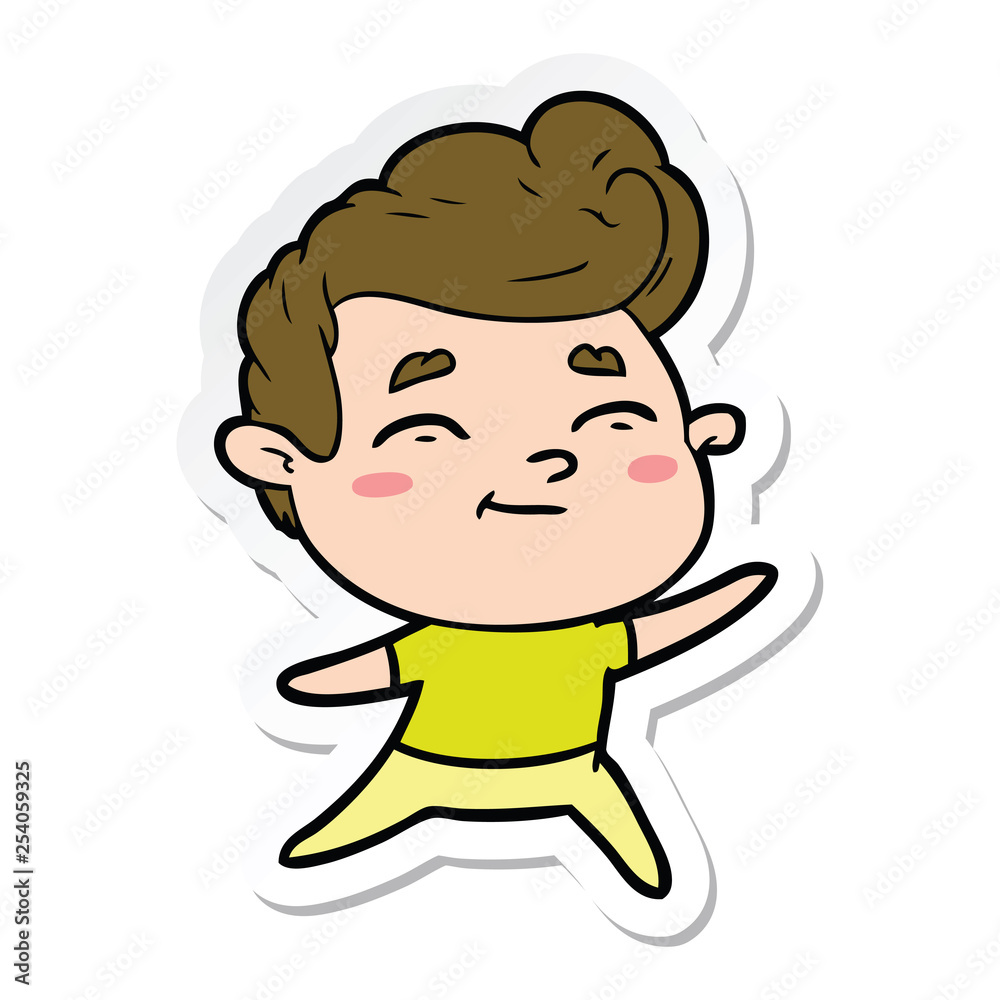 sticker of a happy cartoon man sticker of a happy cartoon man