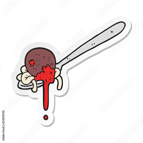 sticker of a cartoon meatball and spaghetti