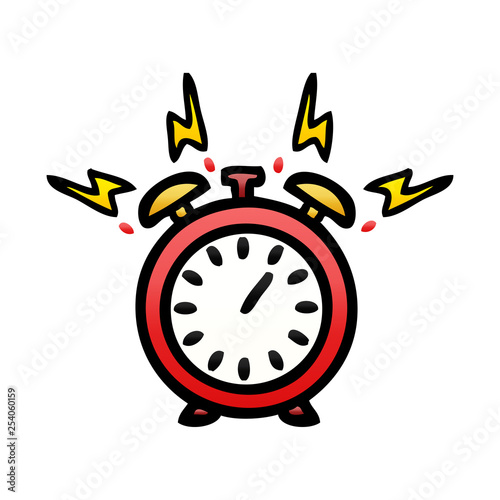gradient shaded cartoon ringing alarm clock