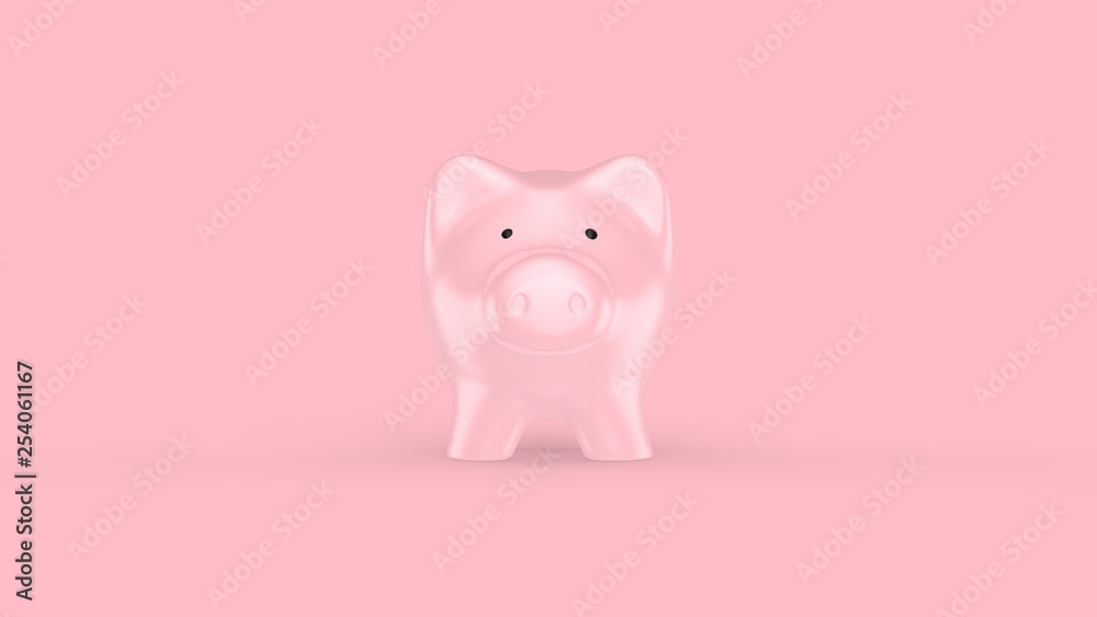 Piggy Saving Bank Against Pink Background 3D rendering