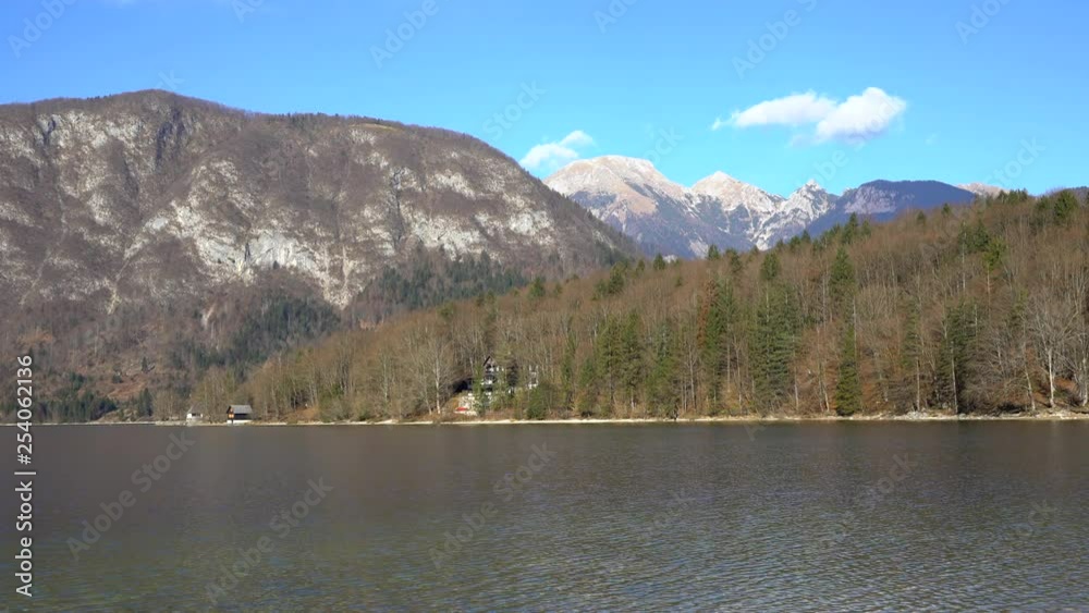 Lake Bohinj, panoramic view, Slovenia at winter season Lake Bohinj, panoramic view, Slovenia at winter season