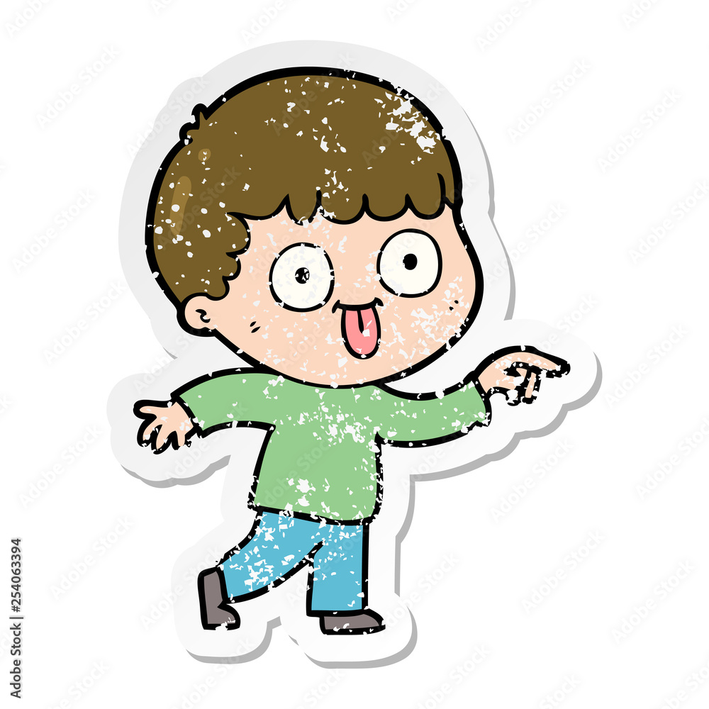 distressed sticker of a cartoon man staring distressed sticker of a cartoon man staring