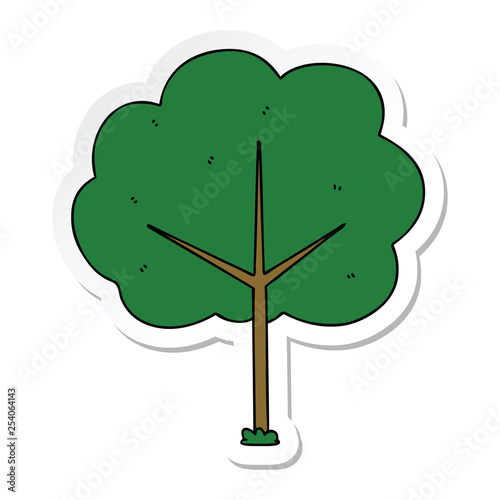 sticker of a quirky hand drawn cartoon tree