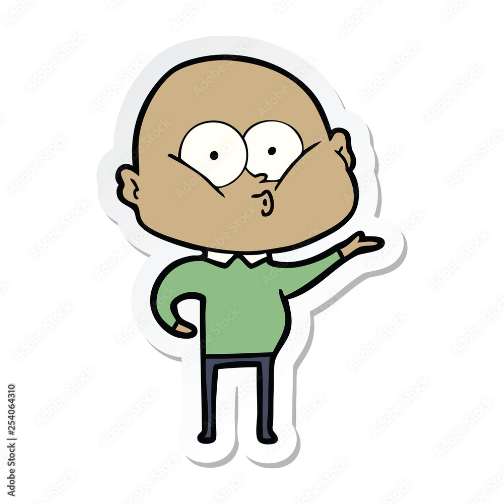 sticker of a cartoon bald man staring sticker of a cartoon bald man staring