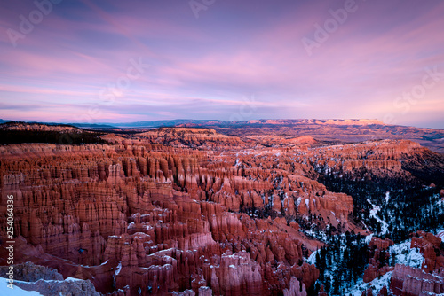 Winter sunset colors of Bryce canyon
