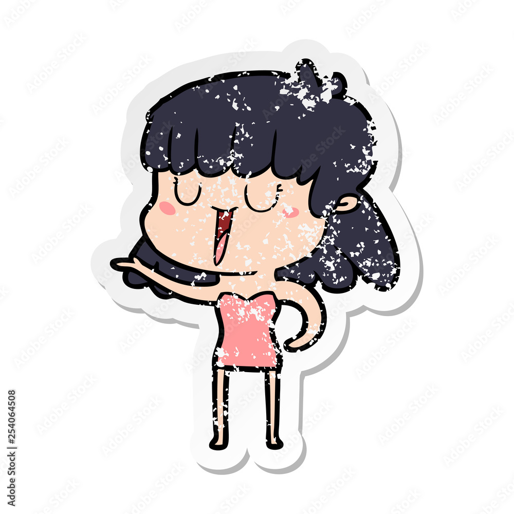 Fototapeta premium distressed sticker of a cartoon woman