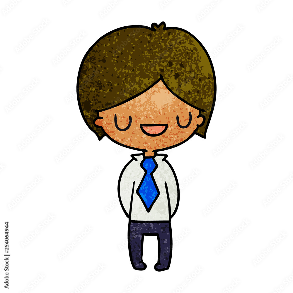 textured cartoon of a kawaii cute boy