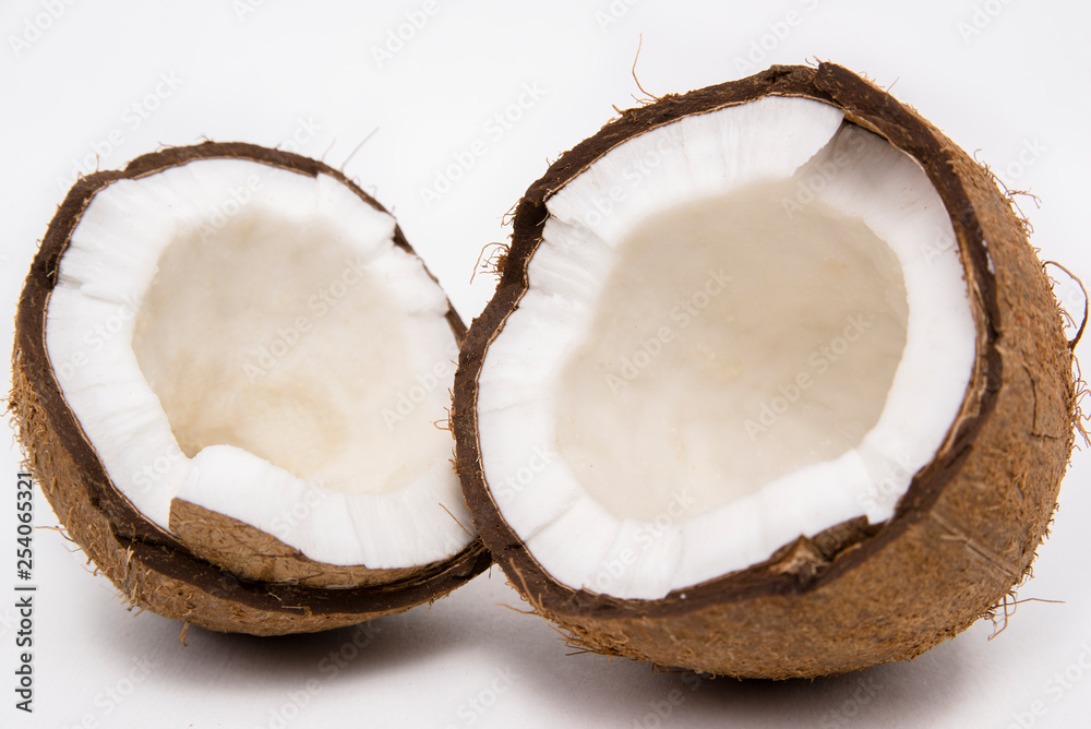 ripe coconut on a white background ripe coconut on a white background