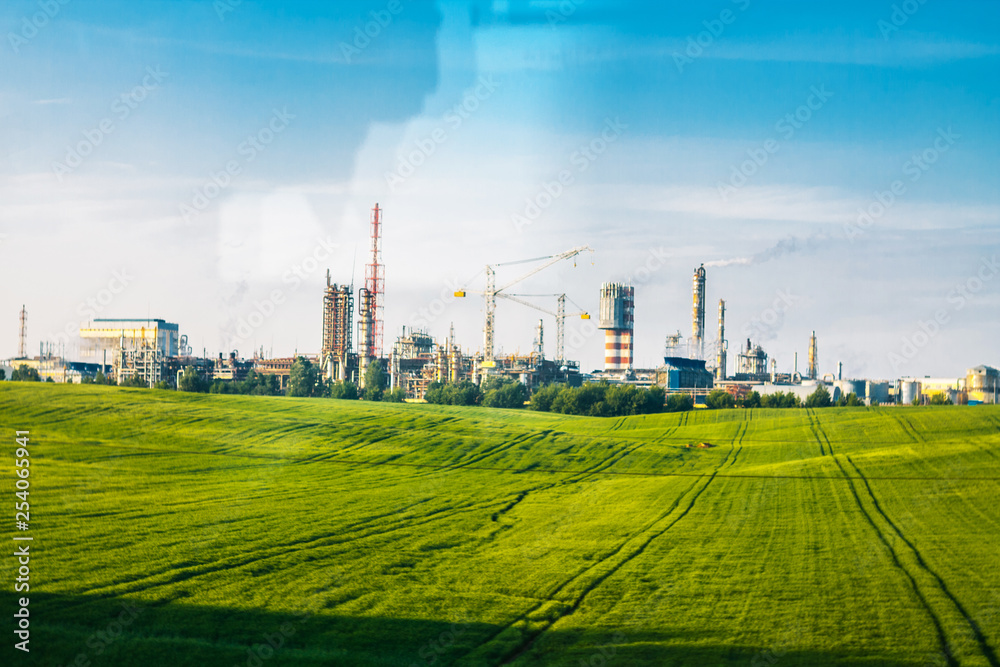 Industrial Plant in the Field. Landscape Industrial Plant in the Field. Landscape