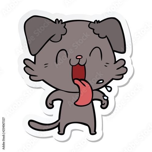 sticker of a cartoon panting dog © lineartestpilot
