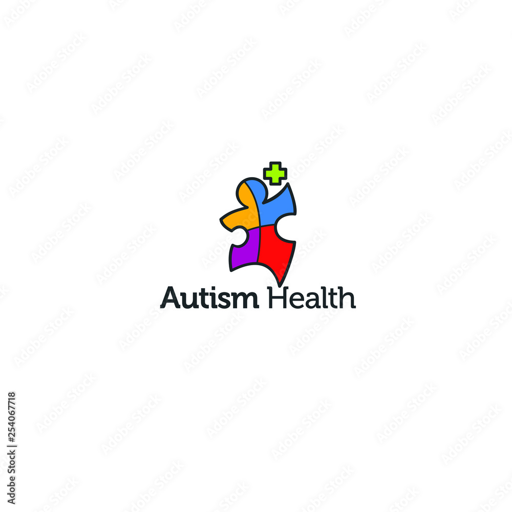 best original autism care logo and designs concept, playful and colorful by sbnotion