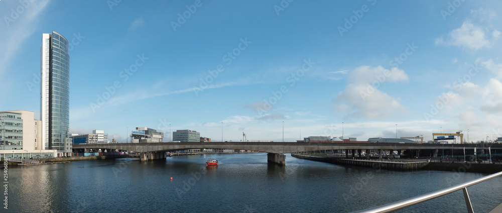 View of River Lagan and Lagan Bridge in Belfast