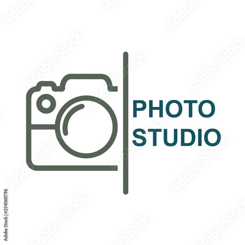Photo studio logo, camera flat icon - stock vector