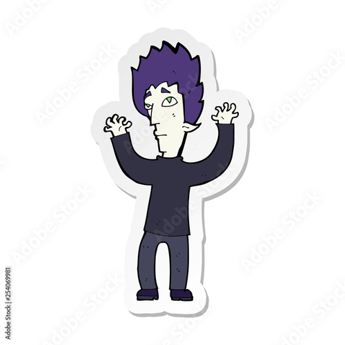 sticker of a cartoon vampire giving up