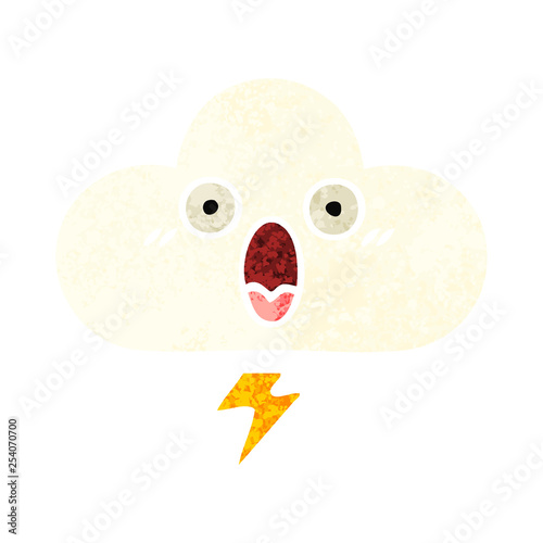 retro illustration style cartoon thunder cloud
