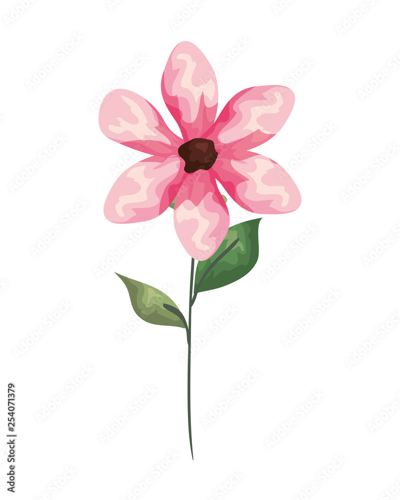 beautiful flower and leafs decorative icon