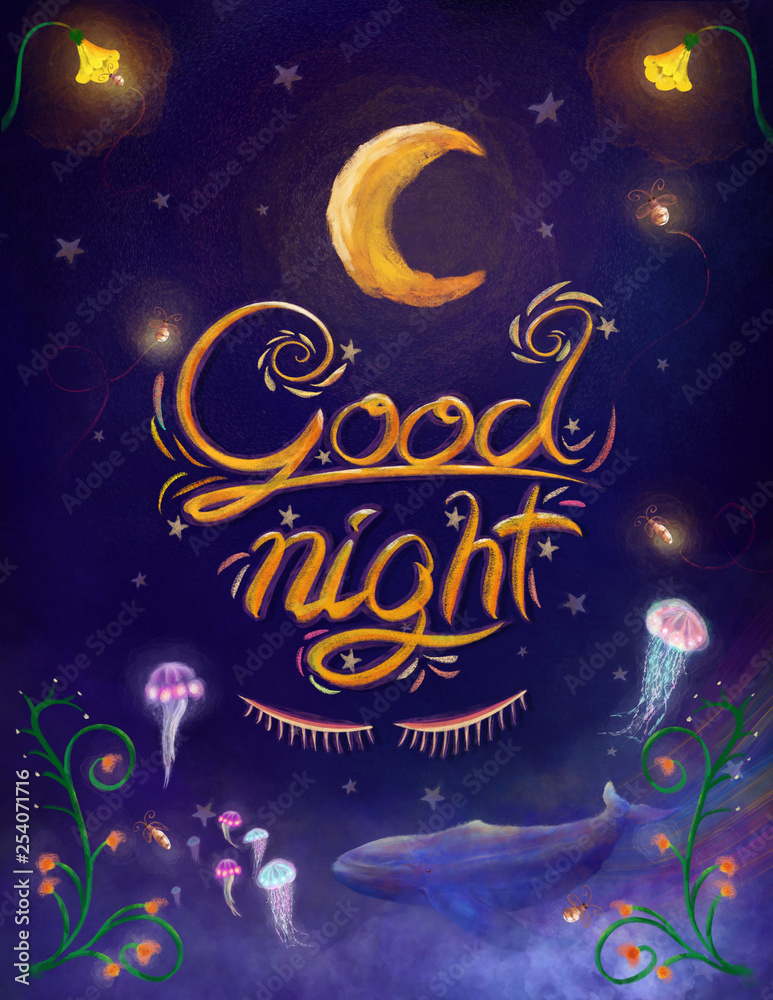 Magical and peaceful night. Goodnight! ภาพถ่ายสต็อก | Adobe Stock