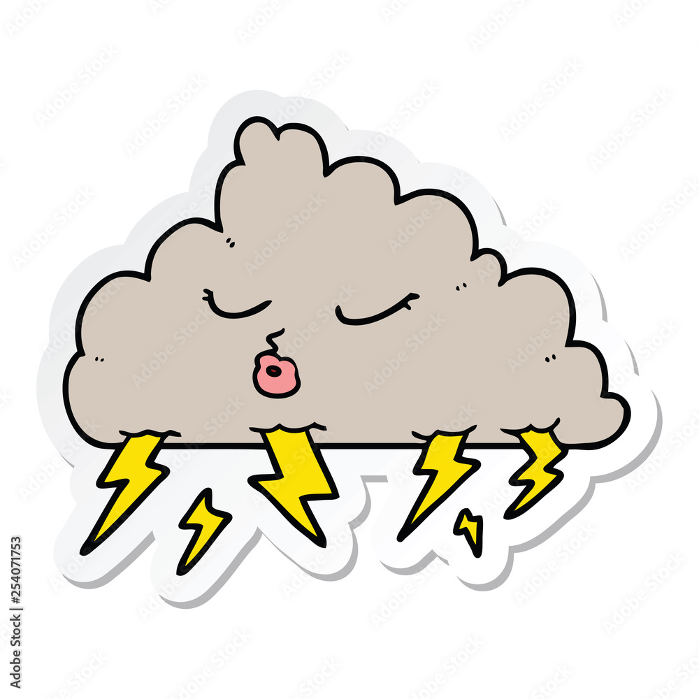 sticker of a cartoon thundercloud sticker of a cartoon thundercloud