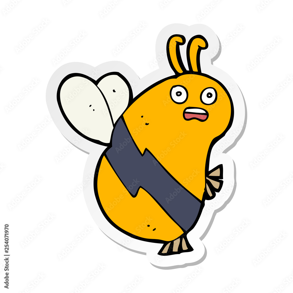 sticker of a funny cartoon bee