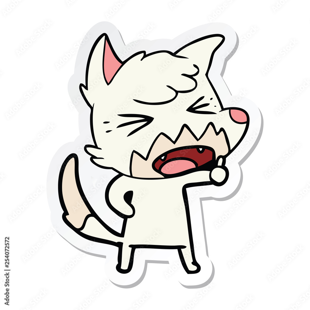 sticker of a angry cartoon fox sticker of a angry cartoon fox