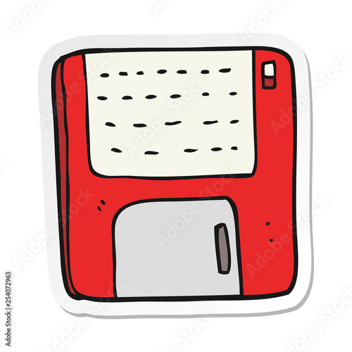 sticker of a cartoon old computer disk