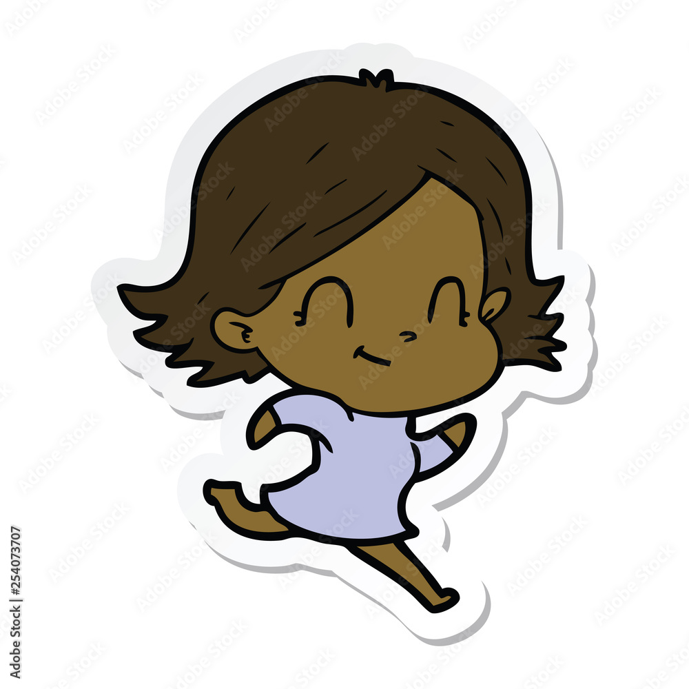sticker of a cartoon friendly girl sticker of a cartoon friendly girl