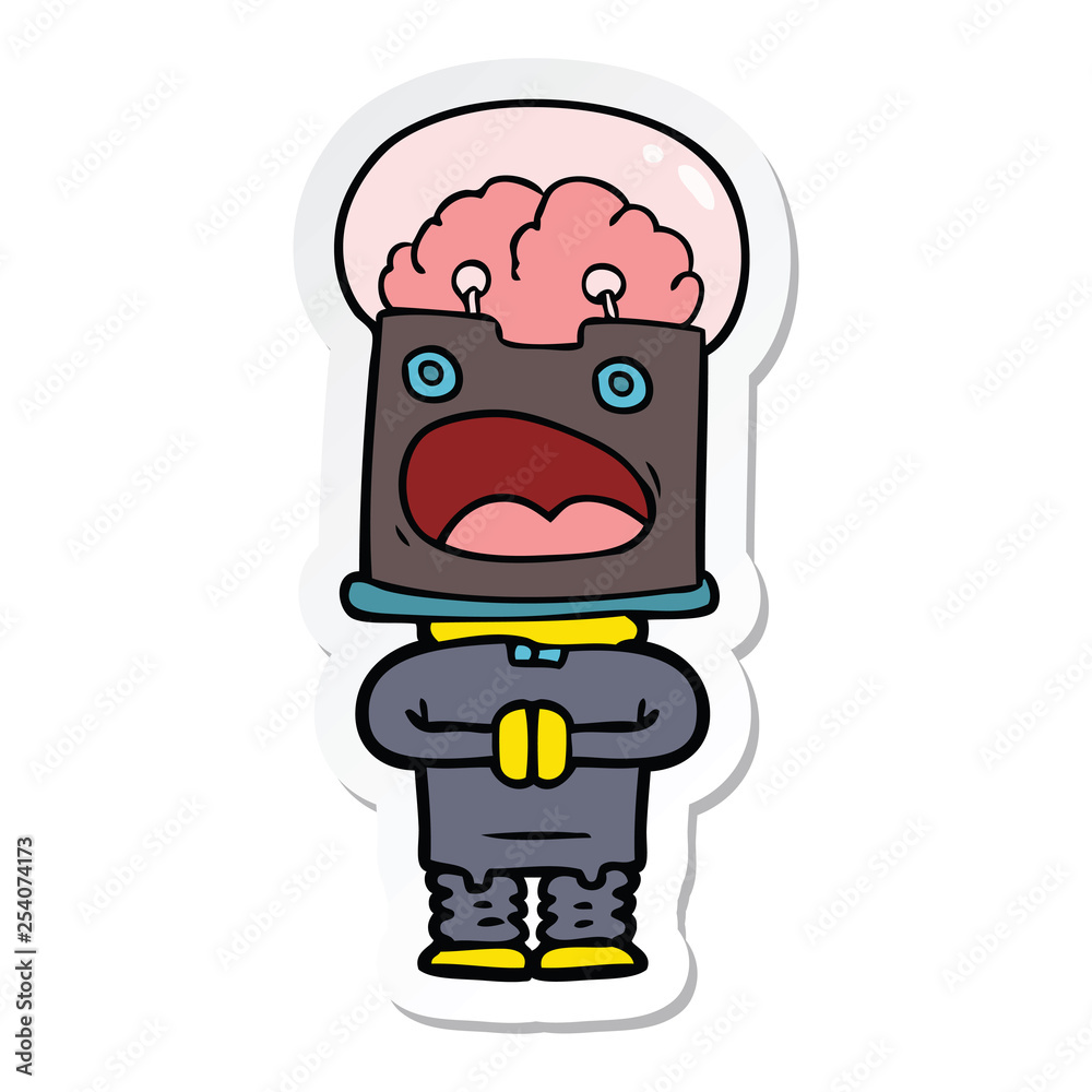 sticker of a cartoon robot sticker of a cartoon robot