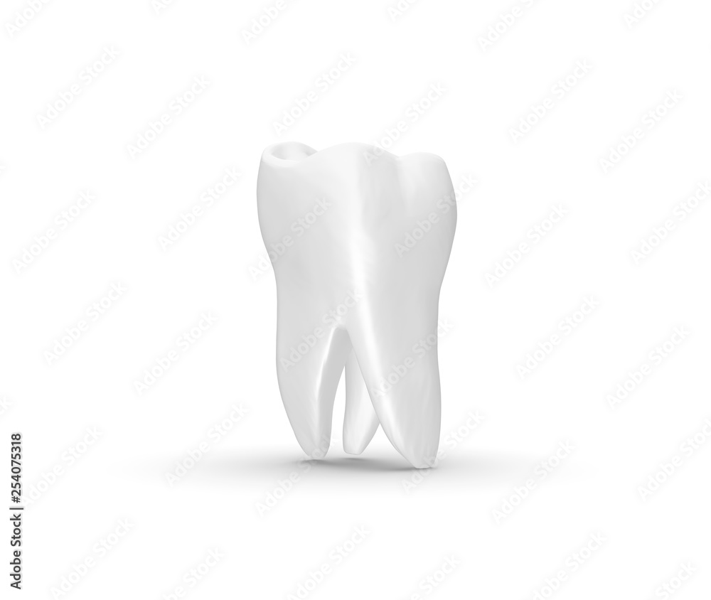 Tooth isolated on white Background 3D Rendering