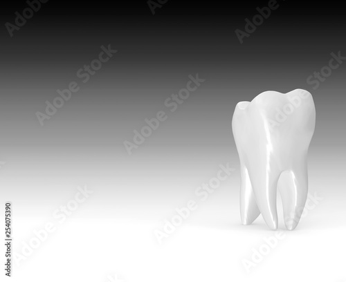 Tooth isolated on Black Background 3D Rendering