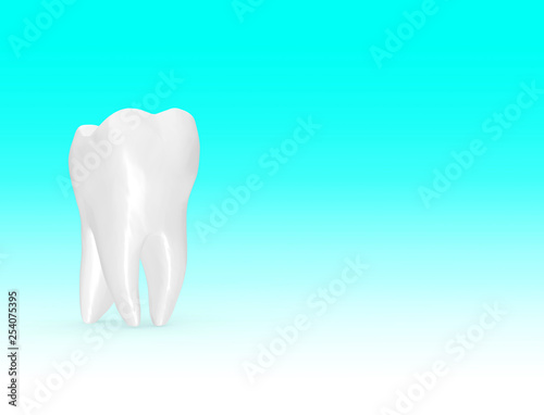 Tooth on Blue Background 3D Rendering