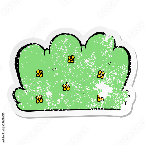 distressed sticker of a cartoon hedge