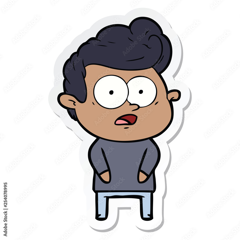 sticker of a cartoon staring man