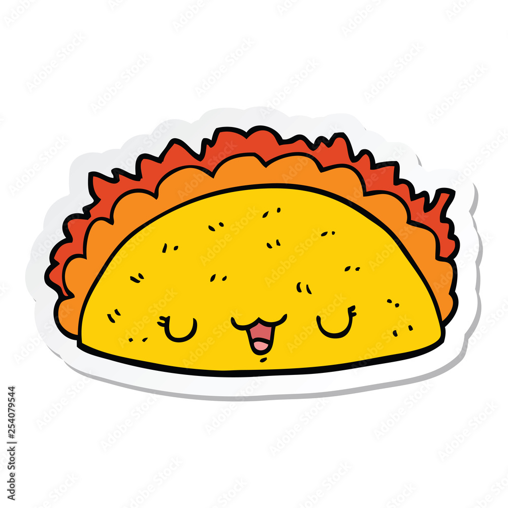 sticker of a cartoon taco sticker of a cartoon taco