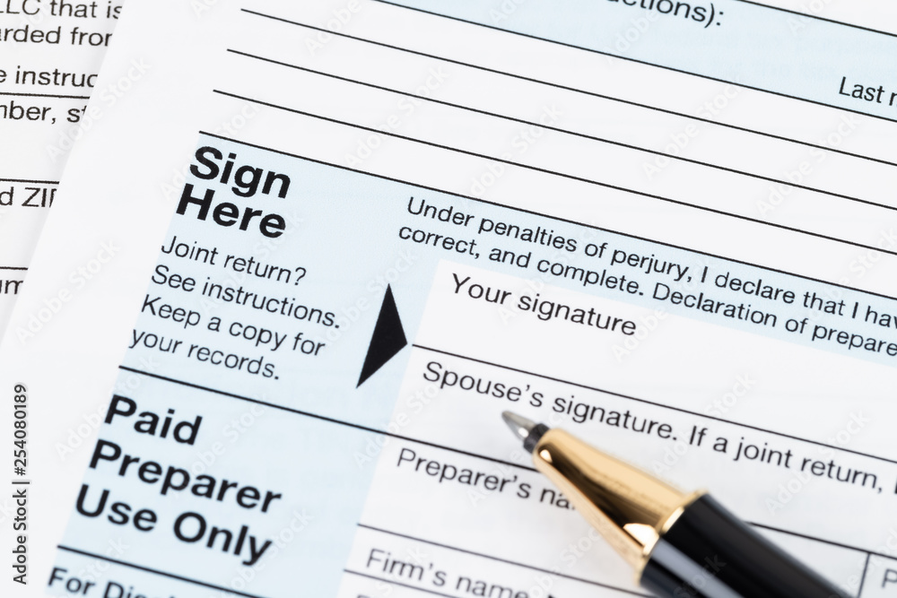 Individual income tax returm form by IRS, concept for taxation Individual income tax returm form by IRS, concept for taxation
