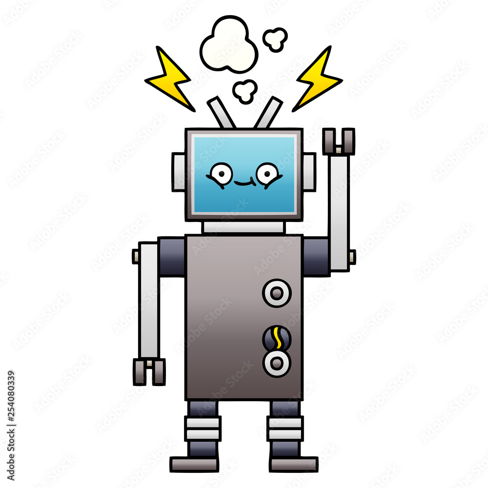 gradient shaded cartoon robot gradient shaded cartoon robot