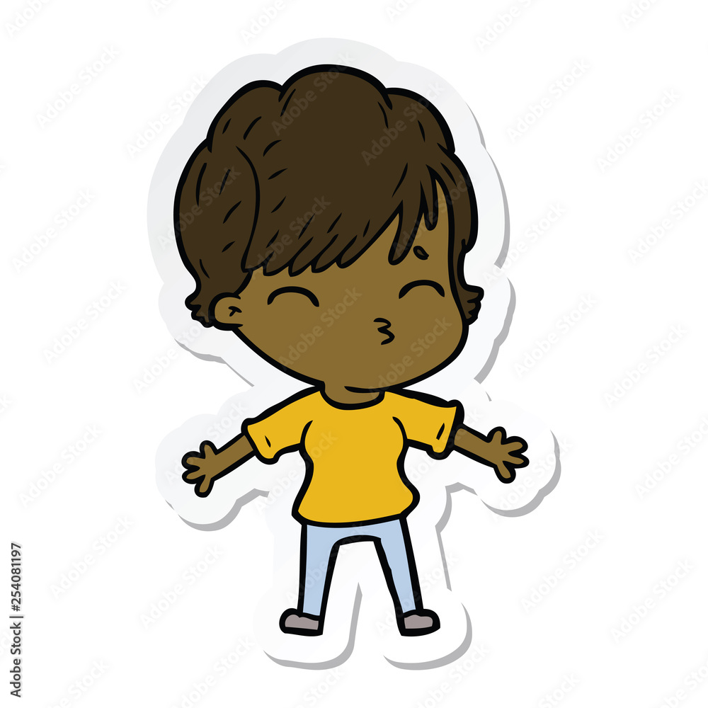 sticker of a cartoon woman thinking sticker of a cartoon woman thinking