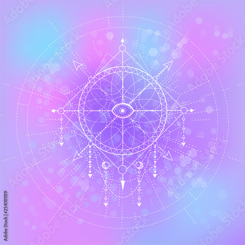 Vector illustration of Sacred or mystic symbol on abstract background.